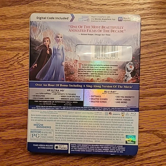 NWT New sealed Frozen 2 ultra 4k, Blu-Ray, and digital copies Disney LOT B7 - Picture 2 of 4